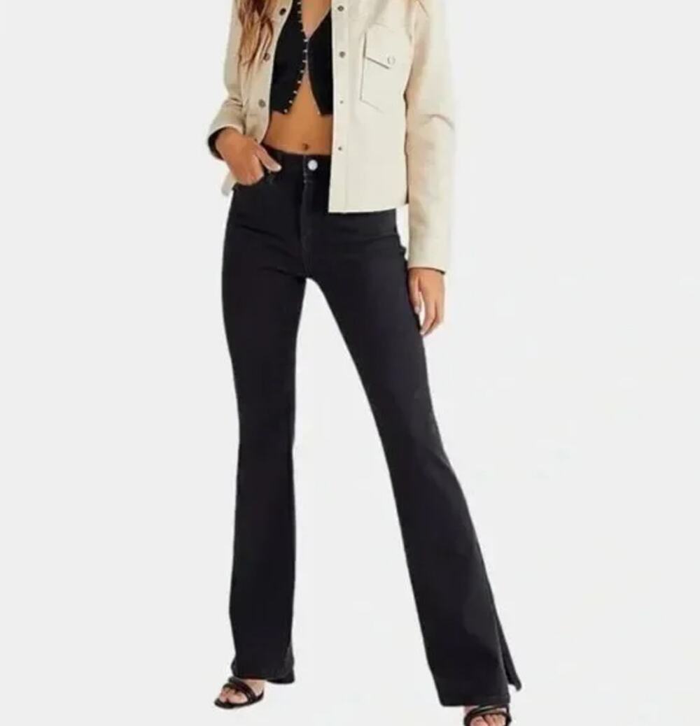 New Free People X Blank NYC Black Flare Slit Jeans - 29 short